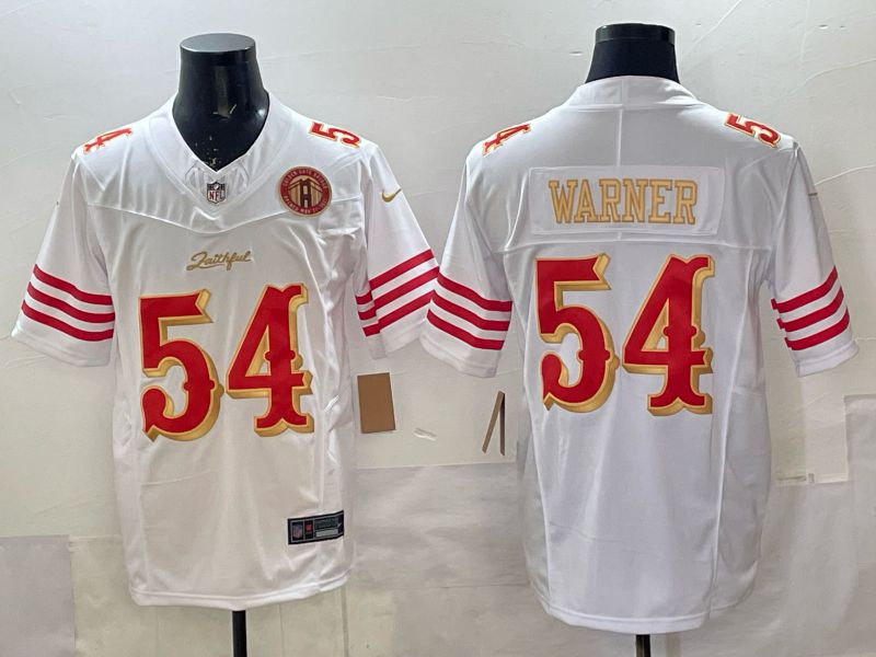 Men 2025 Nike San Francisco 49ers #54 Warner White 5th generation Limited NFL Jersey 049
